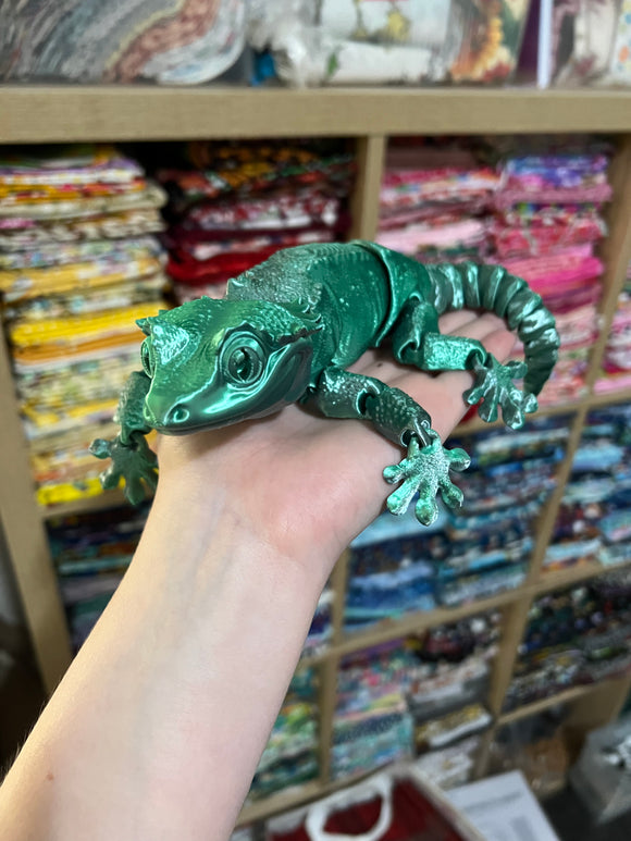 3D Printed Gecko - Green/Silver