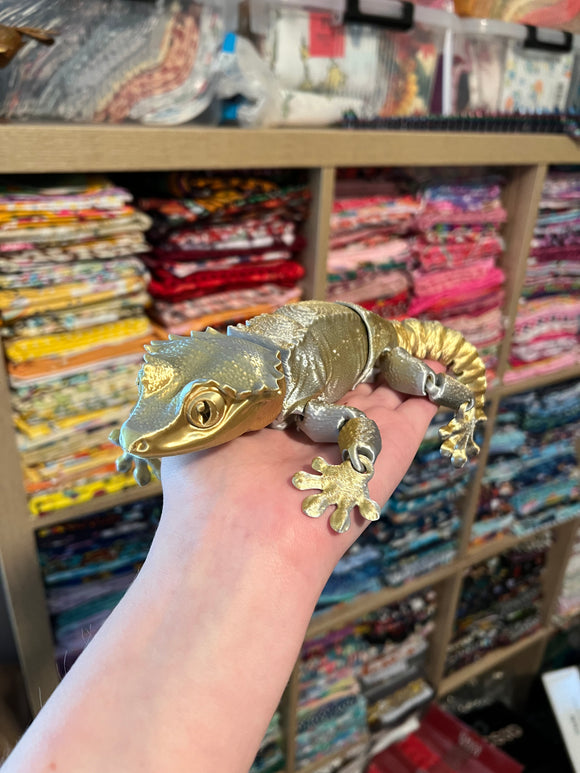 3D Printed Gecko - Gold/Silver