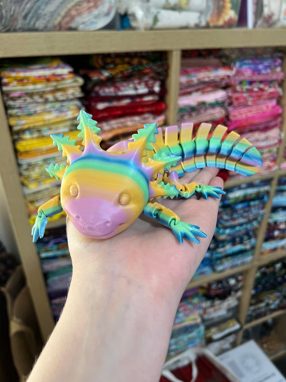 3D Printed Axolotl - Pastel Rainbow