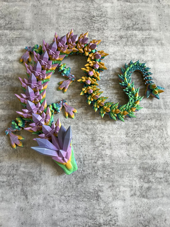 3D Printed Crystal Dragon - Pastel Rainbow