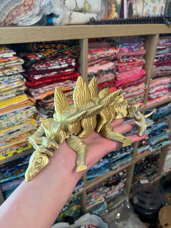 3D Printed Stegosaurus - Gold/Silver