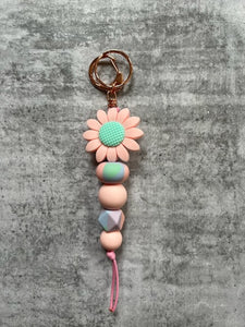 Pink Daisy Keyring