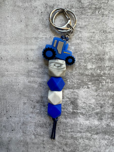 Blue Tractor Keyring