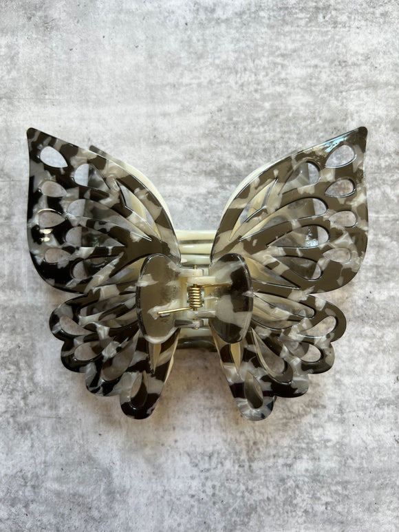 Black Marble Large Butterfly Hair Claw