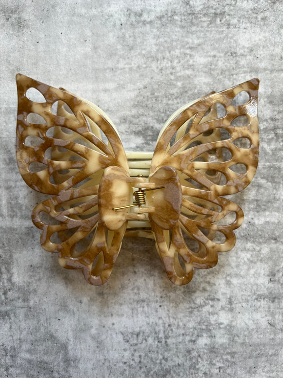Brown Marble Large Butterfly Hair Claw