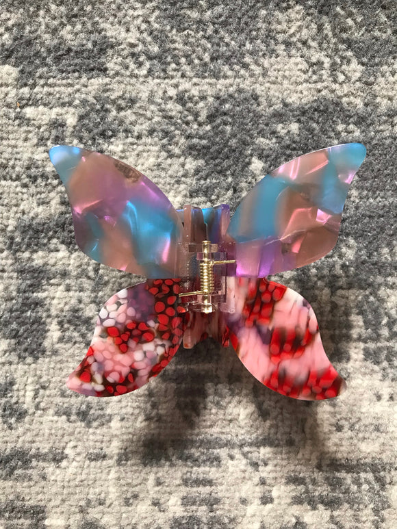 Pink and Red Butterfly Hair Claw