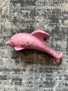 Pink Splash Dolphin Hair Claw