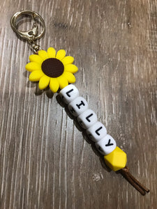 Personalised Sunflower Keyring