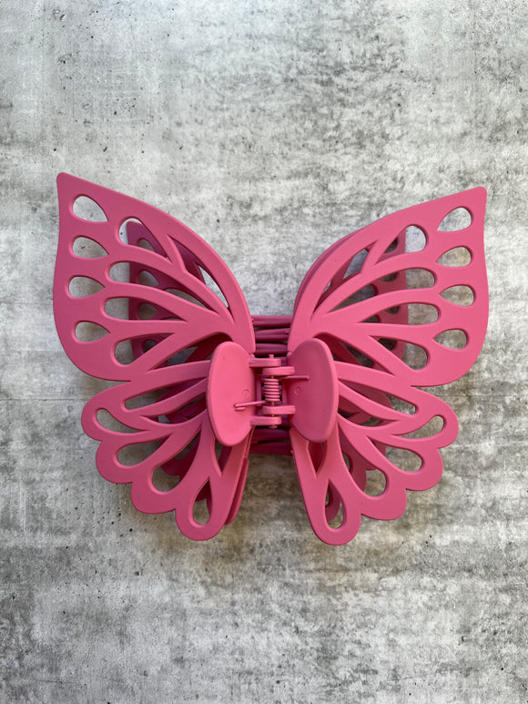 Dark Pink Large Butterfly Hair Claw