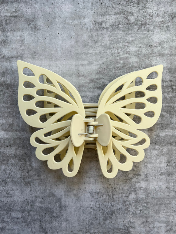 Cream Large Butterfly Hair Claw