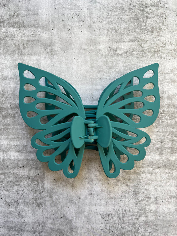 Teal Large Butterfly Hair Claw