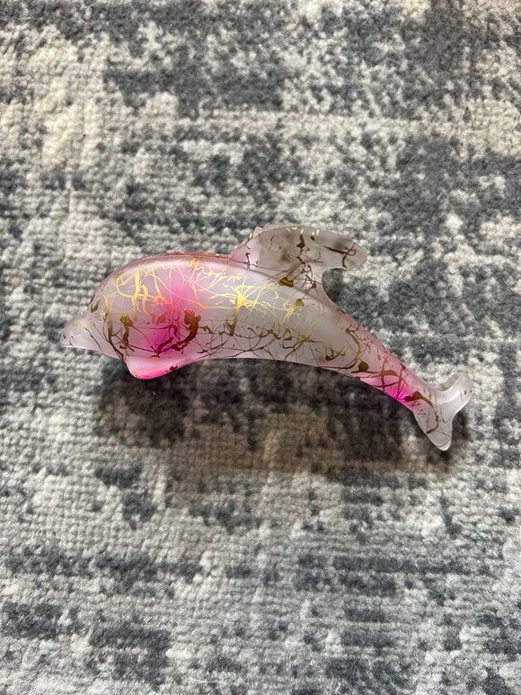 Pink Line Dolphin Hair Claw