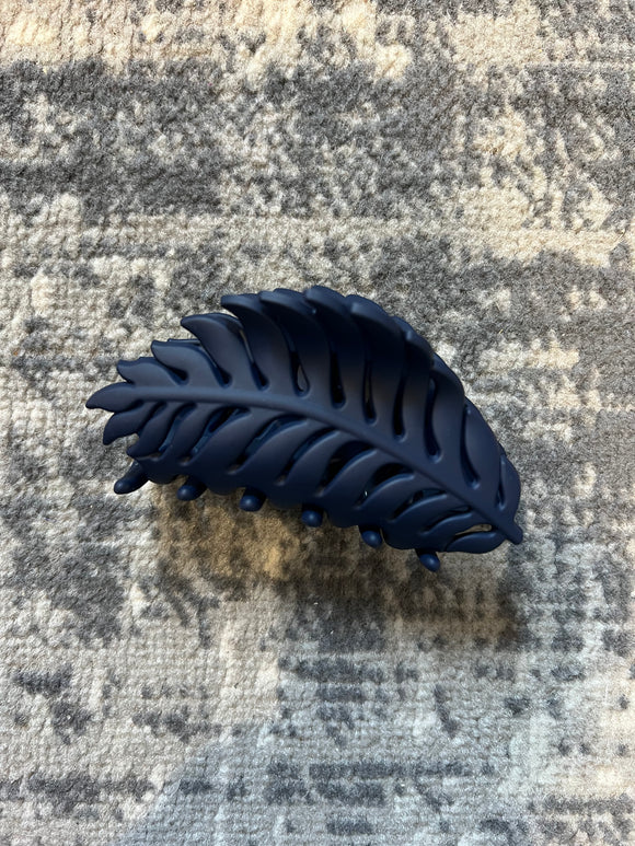 Navy Leaf Hair Claw