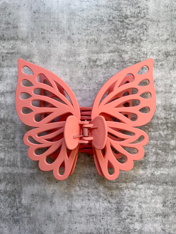 Pink Large Butterfly Hair Claw